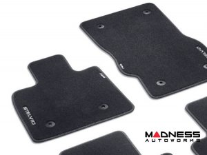 Alfa Romeo Stelvio Floor Mats - Genuine Alfa - Black Carpet - Silver Trim Alfa Romeo Stelvio Floor Mats - Genuine Alfa - Black Carpet - Silver Trim